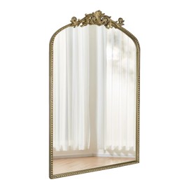 Arendahl Traditional Gold Arch Wall Mirror, 24"x42" Carved Elegant Rectangle Bathroom Mirror with Antique Ornate Metal Frame, Baroque Inspired Home Decor for Vanity Bedroom Entryway