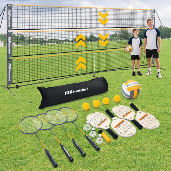 Haokelball 22FT Official Size Pickleball Badminton Volleyball Net Set w/