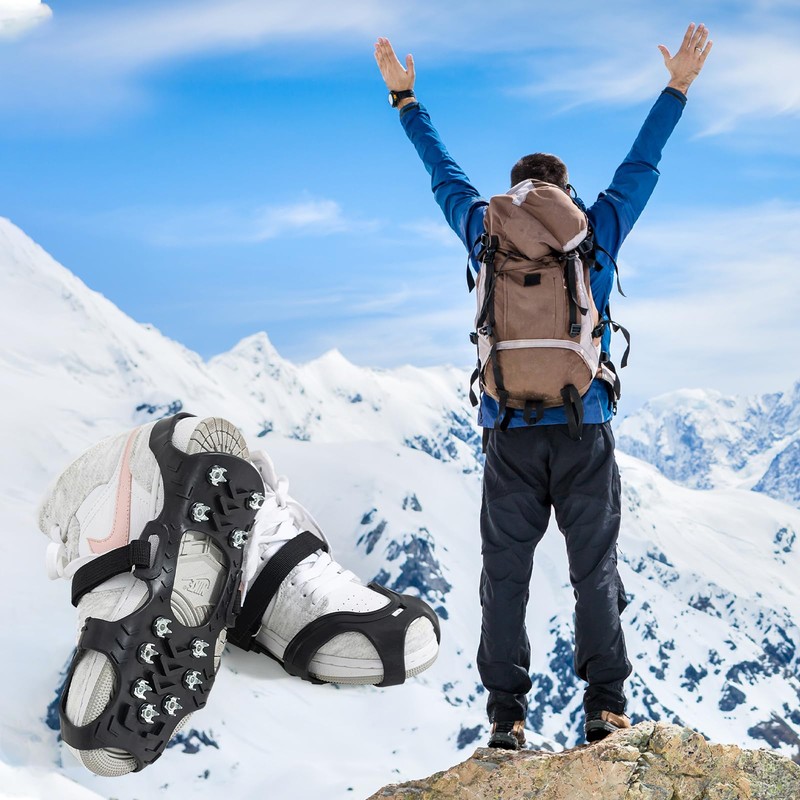 Hyran Spikes for Shoes, Crampons with 11 Teeth, Shoe Spikes,