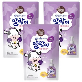 Shower Mate Soft Cow Bubble Hand Wash Blueberry Scent Refill, 250ml, 3 pcs / 샤워메이트 말랑카우 버블 핸드워시 블루베리향 리필, 250ml, 3개
