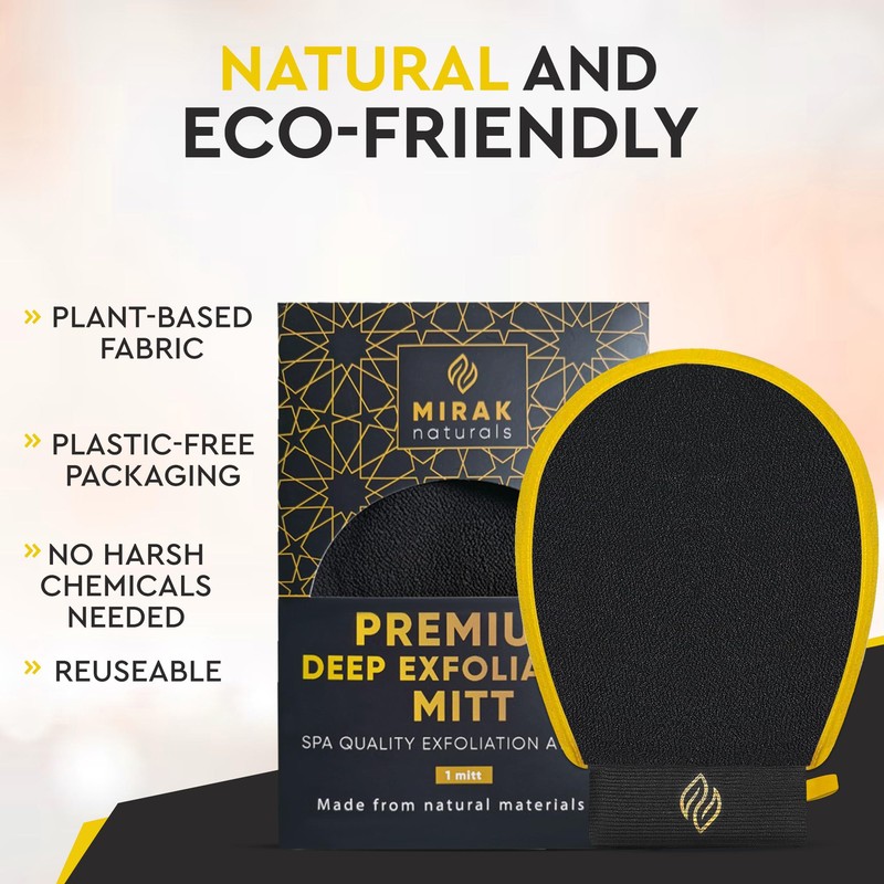 Mirak Naturals DEEP EXFOLIATING MITT - PREMIUM Body Scrubber -