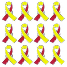 Red & Yellow Ribbon Awareness Pins Hepatitis Awareness Pin Virus Disease HIV/HCV Co-Infection Awareness Products (15 Pcs, Red & Yellow)