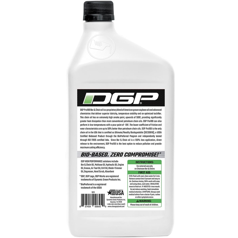DGP Pro100 Biodegradable Chainsaw Oil – High Performance, Non Toxic