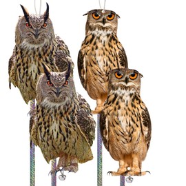 4PCS Paper Fake Owl Flat Pigeon Scare Devices with Reflective Tape Plastic Owl to Scare Pigeon for Balcony Fake Owl Garden Owl to Keep Pigeon Woodpecker Away from Outdoor House Patio Porch Roof