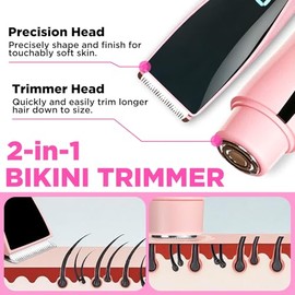 Bikini Trimmer for Women 2-in-1 High Power Epilators Hair Removal Waterproof Electric Razors Women's Electric Razor Pubic Hair Trimmer Shaver for Wome