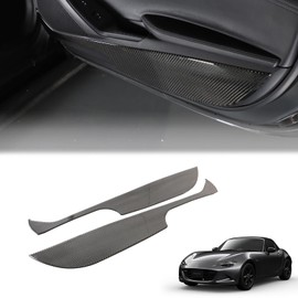 Hcilloend New Mazda Roadster RF ND Series 2016-2024 Door Kick Guard Door Trim Cover Door Kick Mat Carbon Fiber Easy Installation Type Decorative Dirt Scratch Resistant Cover Interior Parts Custom