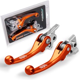 Funparts Dirt Bike Brake Clutch Lever Titanium Alloy for SX SXF SXS SXSF EXC EXCF XC XCW XCF XCFW XCRW EXCR 250 300 350 400 450 500 530, Hydraulic Brake Levers Adjustable CNC Anodized Orange