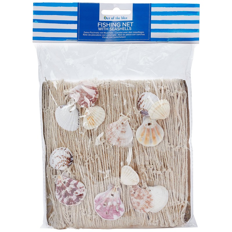 Out of the blue fishnet with shells, 100 x 200