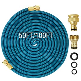 Hose Pipe for Garden 50FT/15M, Lightweight Flexible Garden Hose, Garden Hose with Double Latex Core Hose Pipe Solid Brass Fittings, Tough Expanding Hose Pipes Kink-Free (50, Blue)