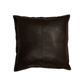 Funda de cojín de piel café (doble tono) gruesa de piel auténtica para sofá, decoración de sofá, funda de cojín de piel café (marrón, 40,6 x 40,6 cm)