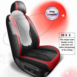 Unbranded For Honda Pilot 2005-2016 Car Seat Covers Red Protector 5-Sit Cushion PU leather
