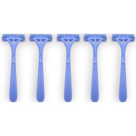 DISPOSABLE RAZORS - 5 PACK - Holiday Travelling Sensitive Blue Gripped Handle Men Women Comfortable Blade Body