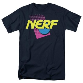 Nerf 90S Logo Unisex Adult T-Shirt for Men and Women, Navy, Medium
