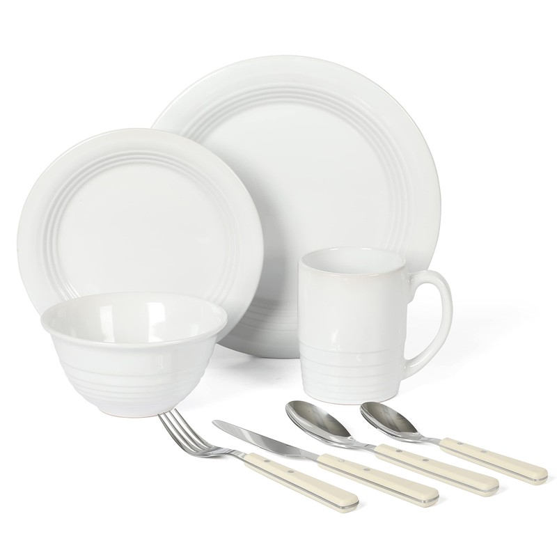 Martha Stewart 32 Piece Stoneware Dinnerware and Flatware Combo Set