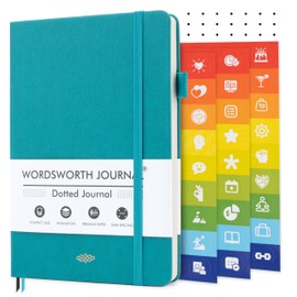 Wordsworth & Black A5 Bullet Dotted Journal 216 Dotted Pages, Hardcover Grid Dot Leather, 120 GSM Paper,Journaling Notebook for Work & Sketching,Journals for Women,Men-Gifts Box Included Turquoise
