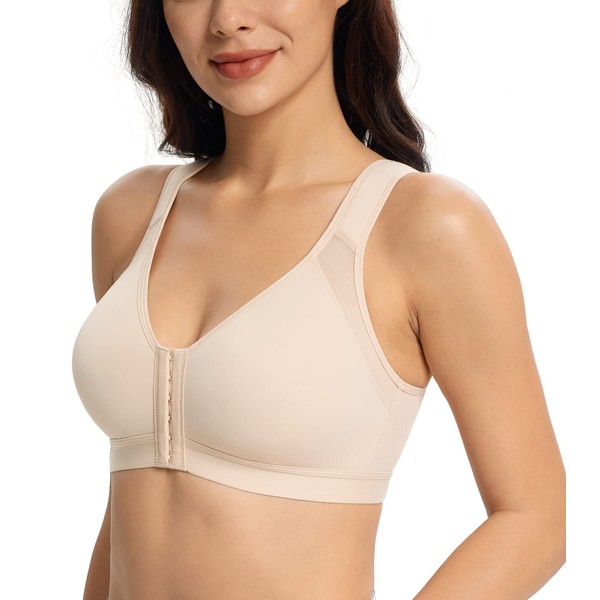 Lemorosy Front Closure Full Coverage Posture Bra Wireless Back Support