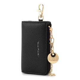 Mullua MR-W1253 L-Shaped Zipper Key Case, Compatible with Smart Keys, Metal Charm, Black