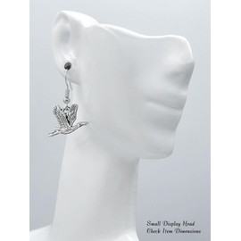 Flying Wild Goose - 20x15mm - Tibetan Silver charm dangle earrings. Hypoallergenic Stainless-Steel Fishhook or Silver Plated Ball-Post, or Clip-on Earrings Opt.
