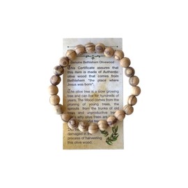 Olive Wood Bracelet Handmade From Holy Land Bethlehem/Jerusalem (7x9mm Beads ~ Oval, 8 Inches)