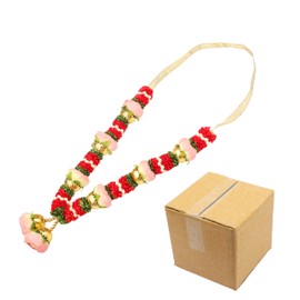 Artificial Mala Rose Flowers Ribbon Garland Haar Mala for Idol-Mala for God Jewellery Statues Accessories Pooja Sringar Articles Ornament for Indian Traditional Festival Ganesha Decor(Size:-10")(Red)