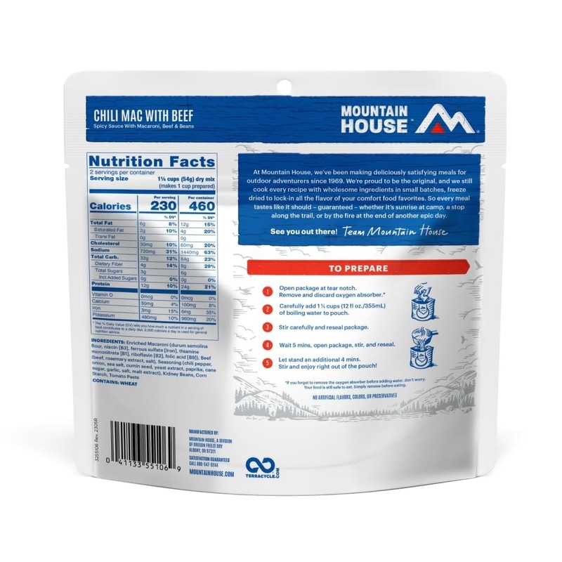Mountain House Chili Mac with Beef | Freeze Dried Backpacking