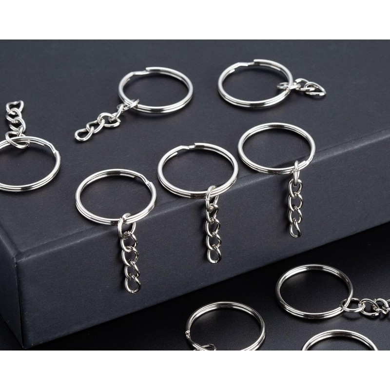 ZoloAJay 50Sets 1 inch Keychain Rings Silver Split Round Key