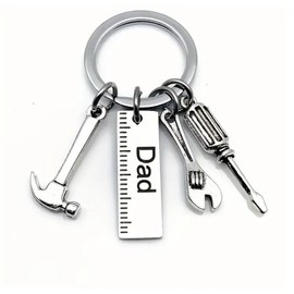 Dad's Tools Keychain - Hammer, Screwdriver, Wrench Keyring for Father's Day - Gift from Daughter or Son for Birthday or Father's Day