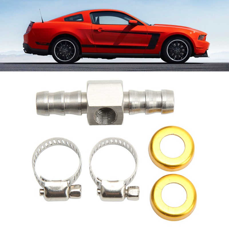 Fuel Line T Fitting Adapter 304 Stainless Steel Pressure Gauge