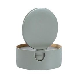 Restaurantware - Bambuddha 3.9 Inch Coasters with Holder, 1 Heavy-Duty Round Coaster Set - Sustainable, Reusable, Gray Bamboo Bamboo Coasters for Drinks, 6-Piece Set, for Tabletop Protection