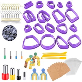 Your's Bath 129Pcs DIY Clay Earring Cutters Set for Polymer Clay with Earring Hooks and Jump Rings Jewelry Making Geometric Shapes Polymer Clay Cutters Set for Beginners