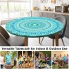Unbranded Round Tablecloth Fitted Elastic Table Cover Waterproof Table Cloth
