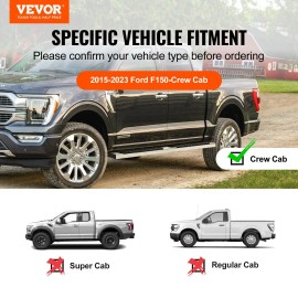 2015-2023 Ford F150-Crew Cab & 2017-2023 Ford F-250 F-350 Super Duty Running Boards 6\" Step Bars Compatible with 201SDefault: Default