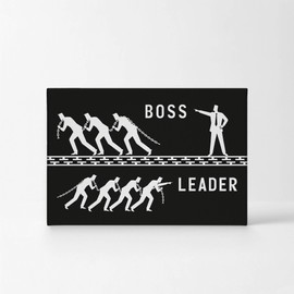 Smile Art Design Boss and Leader Difference Black and White Motivational Canvas Wall Art Inspirational Wall Art Entrepreneur Quote Print Modern Office Decor Artwork Gift Ready to Hang 8x12