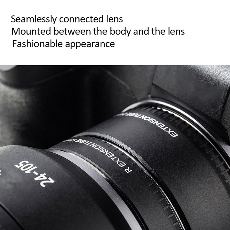 DGEOSR Alloy Black Auto Focusing Macro Extension Tube Adapter Ring