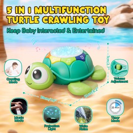 Lehoo Castle Baby Crawling Toy from 3 6 9 Months, Turtles Baby Toy with Music and Projector, Early Childhood Learning Toy, Educational for 1 Year, Newborn Toy Gift