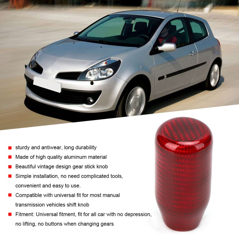 Universal Car Gear Shift Knob Head Aluminum Carbon Fiber Auto