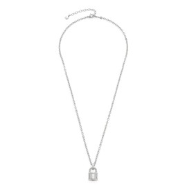 Jewels by Leonardo Galera Necklace Stainless Steel 1 Piece, Short Diamond-Coated Chain with Zirconia Studded Lock Pendant, Silver, Women's Jewellery, 022153, Stainless Steel, No Gemstone