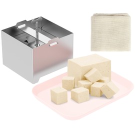 Stainless Steel Tofu Maker Food Grade Homemade Tofu Maker Press Mold Kit Tofu Making Machine Detachable Dishwasher Safe Tofu Press Kit with Drip Tray and Towel for Home Tofu Vegan Cooking