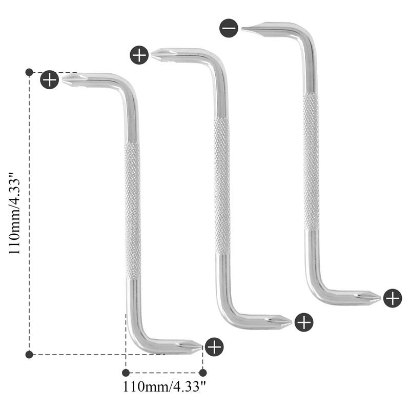 LDEXIN 3Pcs Double Head Offset Screwdrivers, Magnetic Z-Type Screwdriver, Phillips