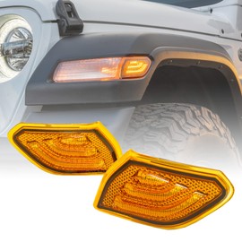 TRUE MODS Front Fender LED Side Marker Light Replacement for Jeep 2018+ Wrangler JL Gladiator JT [Amber Lens] [Plug-n-Play] Waterproof Turn Signal Parking Corner Light Accessories