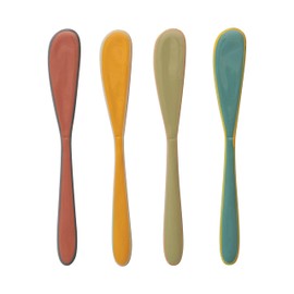 Creative Co-Op Enameled Stainless Steel Canape Knives with Colored Edge, Multicolor, Set of 4