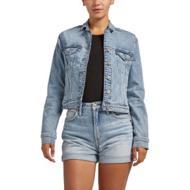 Silver Jeans Co. Women's Fitted Denim Jacket, Med Wash EKC261