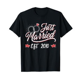 Just Married EST 2010 Husband Wife 15th Wedding Anniversary T-Shirt