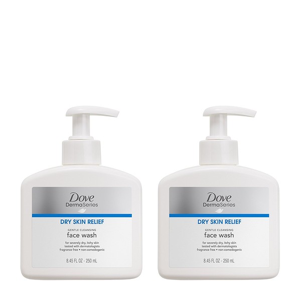 Dove DermaSeries Fragrance-Free Face Wash, for Dry Skin, 8.45 Fl Oz, Pack of 2