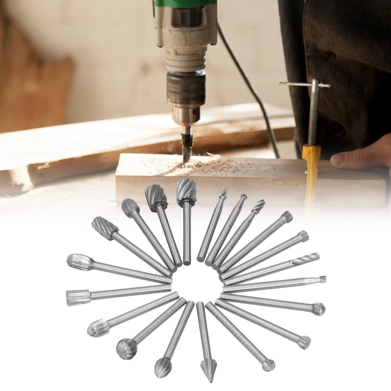 20Pcs High Speed Steel Rotary File DIY Grinding Head Set