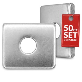 Qualinos 50 x clamping plates 31.5 x 26 x 3 mm – high-quality attachment for double rod mat fence, stainless steel 1.4301, burglary protection, made in Germany. Double rod mat fence attachment