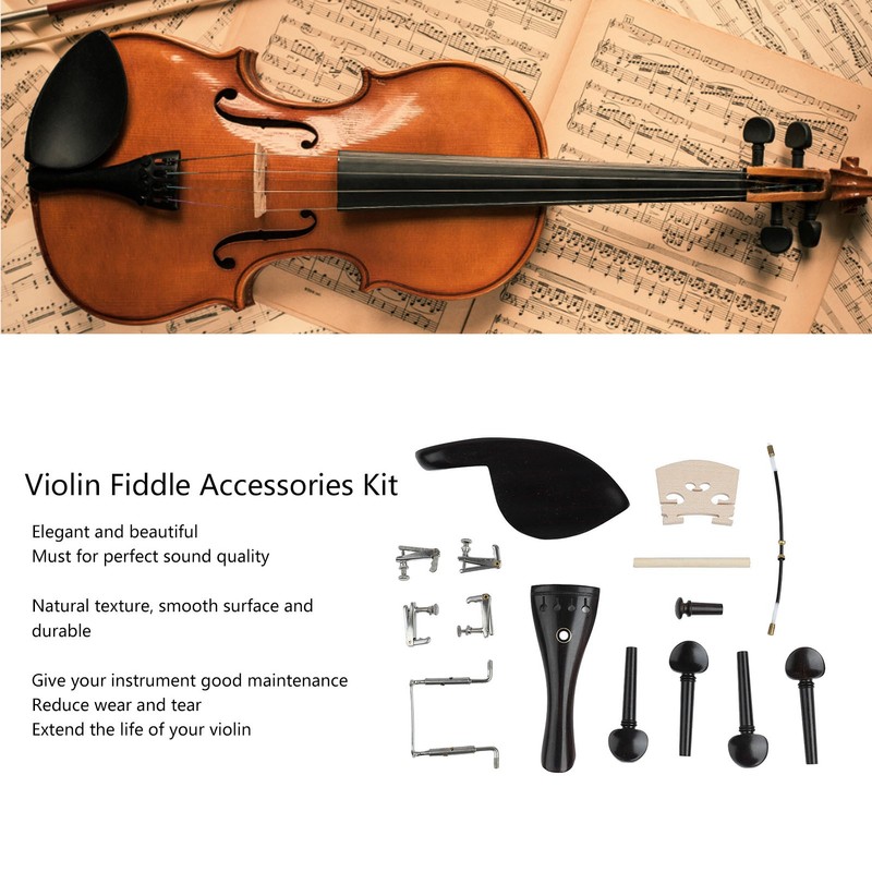 15Pcs Violin Accessory Tailpiece Chin Rest Tuning Peg Fine Tuner