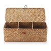 DECRAFTS Seagrass Storage Basket with Lid Small Woven Shelf Baskets