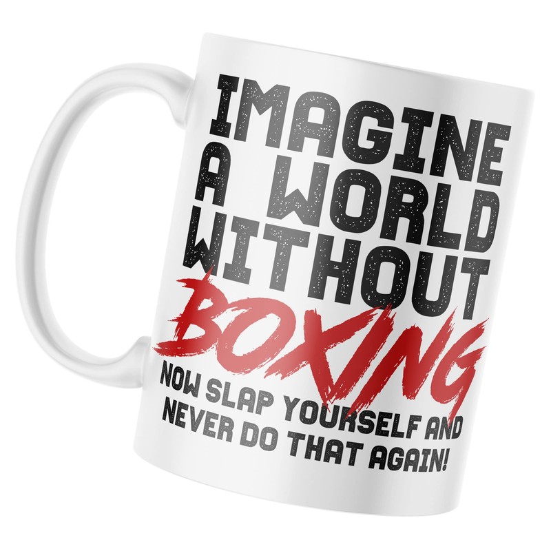Purple Print House Imagine A World Without Boxing, Funny Coffee