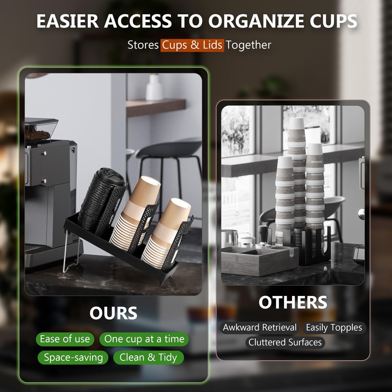 wymulot 6-Slot Paper Cup and Lid Holder, Disposable Coffee Cup